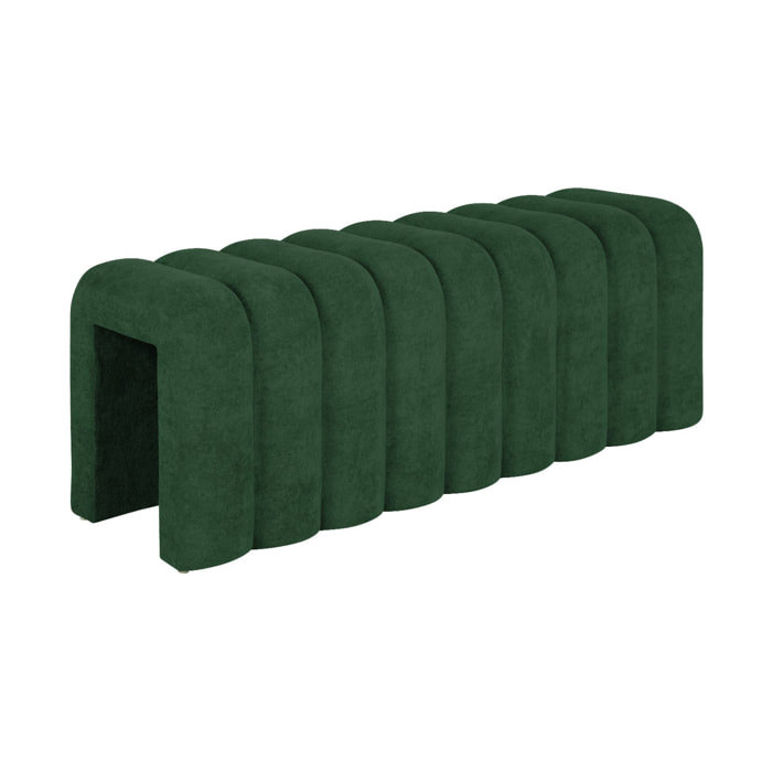 Banc. bout de lit contemporain en tissu vert foncé