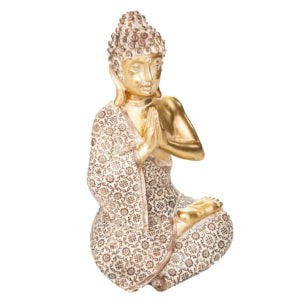 Statuette bouddha assis - résine - doré - H19 - 5 cm