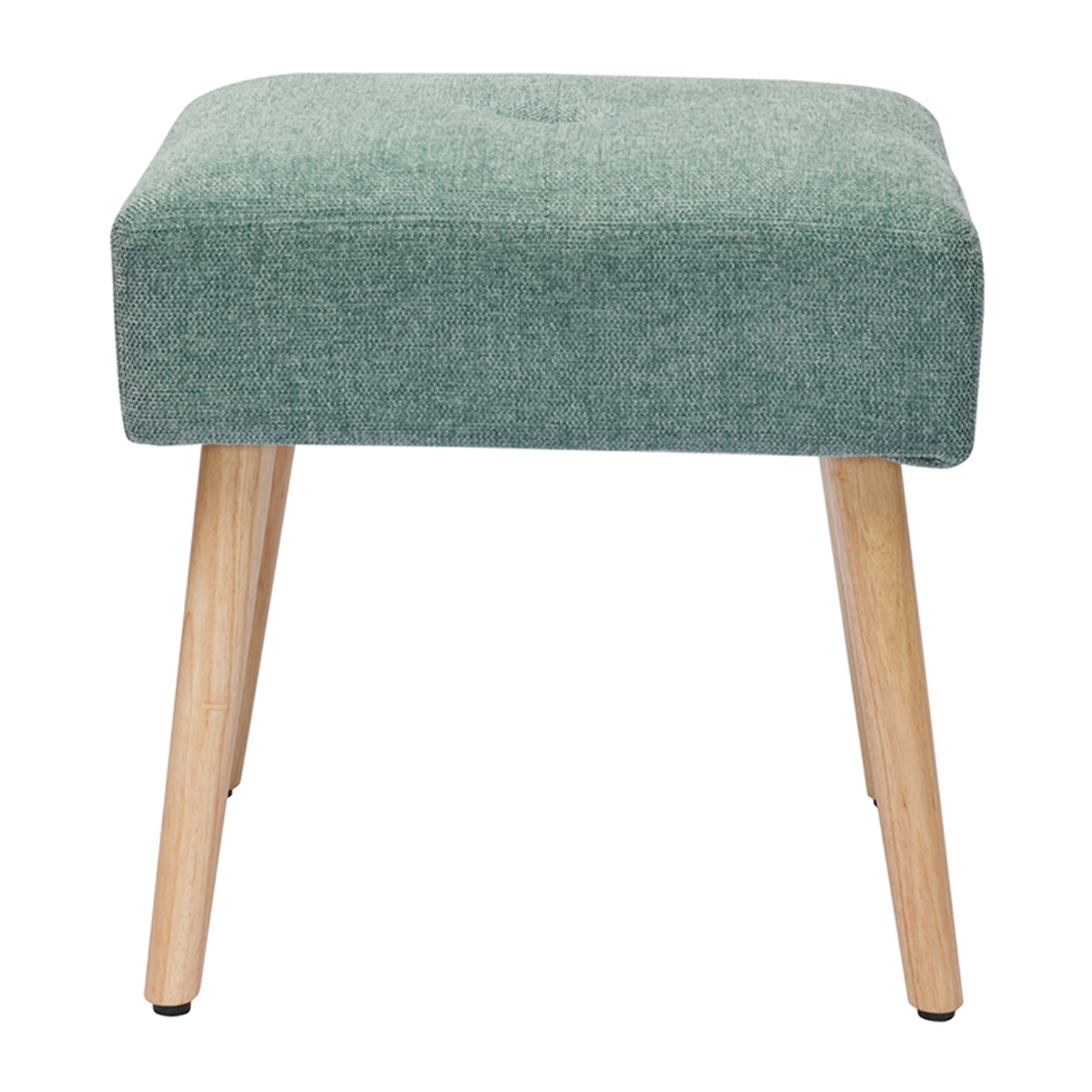 Tabouret bas en tissu effet velours texturé vert céladon et bois clair massif H46 cm GUESTA