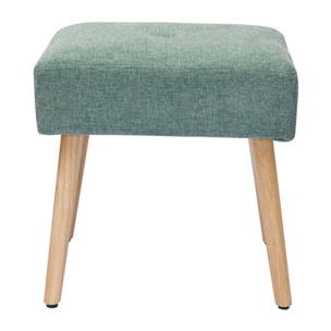 Tabouret bas en tissu effet velours texturé vert céladon et bois clair massif H46 cm GUESTA