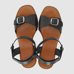 Sandalias de Piel - Negro - Tacón: 9 cm