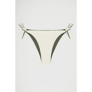 Braga de bikini reversible verde musgo y color crudo con logo Polo club