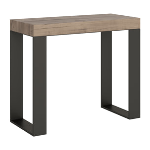 Console extensible 90x40/196 cm Tecno Small Chêne Nature cadre Anthracite