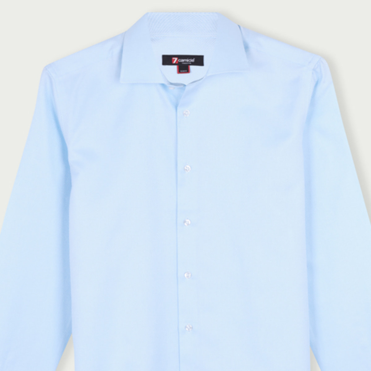 Camicia Uomo 1 Bottone Francese Slim Cotone Unito Celeste