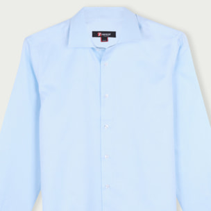 Camicia Uomo 1 Bottone Francese Slim Cotone Unito Celeste