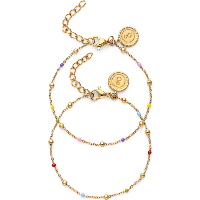 Bracciale Amicizia Colors – Pack 2 Acciao Placcato Oro