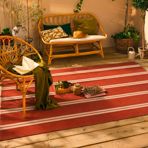 LIDO - Tapis intérieur/extérieur à rayures marron