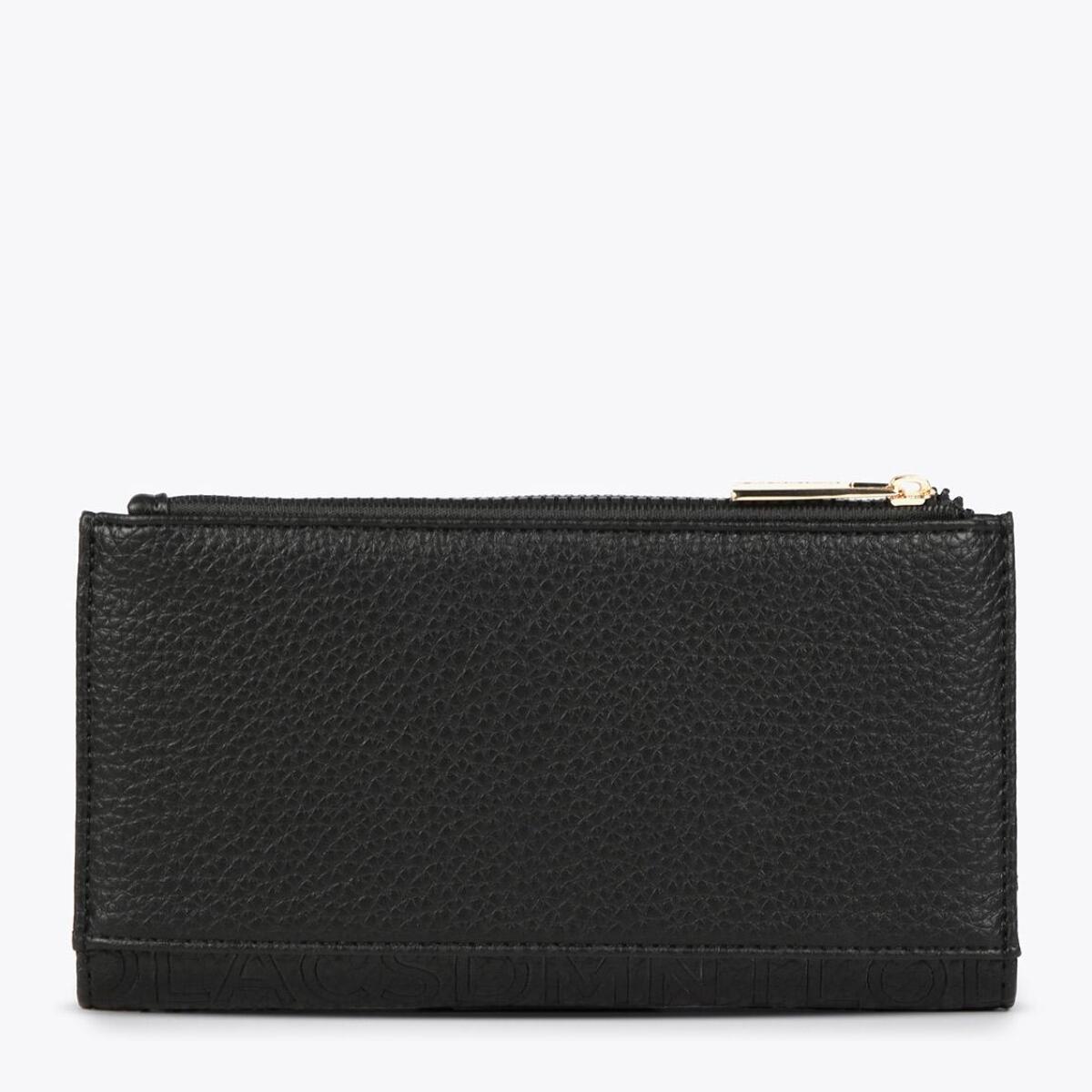 Portafoglio nero effetto pelle con monogramma inciso tono su tono