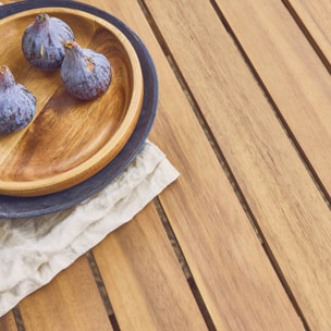 Salon de jardin beige 5 places bois d'acacia LOBERIA avec lanières effet cuir