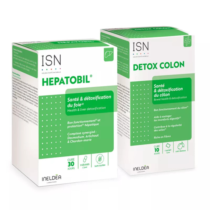 INELDEA SANTE NATURELLE - Duo Détox & Bien-Être - Hepatobil + Detox Colon - Contribue au bien-être général - Participe à la purification du foie et du colon - Cure 30j