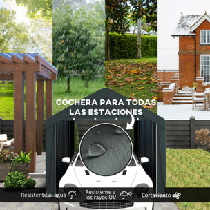 Carpa Garaje 6x3 m Garaje Exterior para Coche Impermeable Cobertizo de Exterior Anti-UV con Paredes Laterales Desmontables y 2 Puertas con Cremallera Gris Oscuro