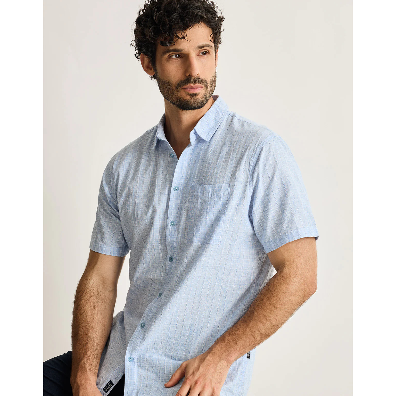 Camisa Manga Corta Azul Claro - Nocam