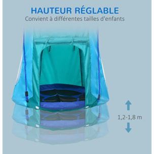 Balançoire nid d'oiseau ronde balançoire panier Ø 1,1 x 1,5H m - tente amovible incluse - accessoires inclus bleu