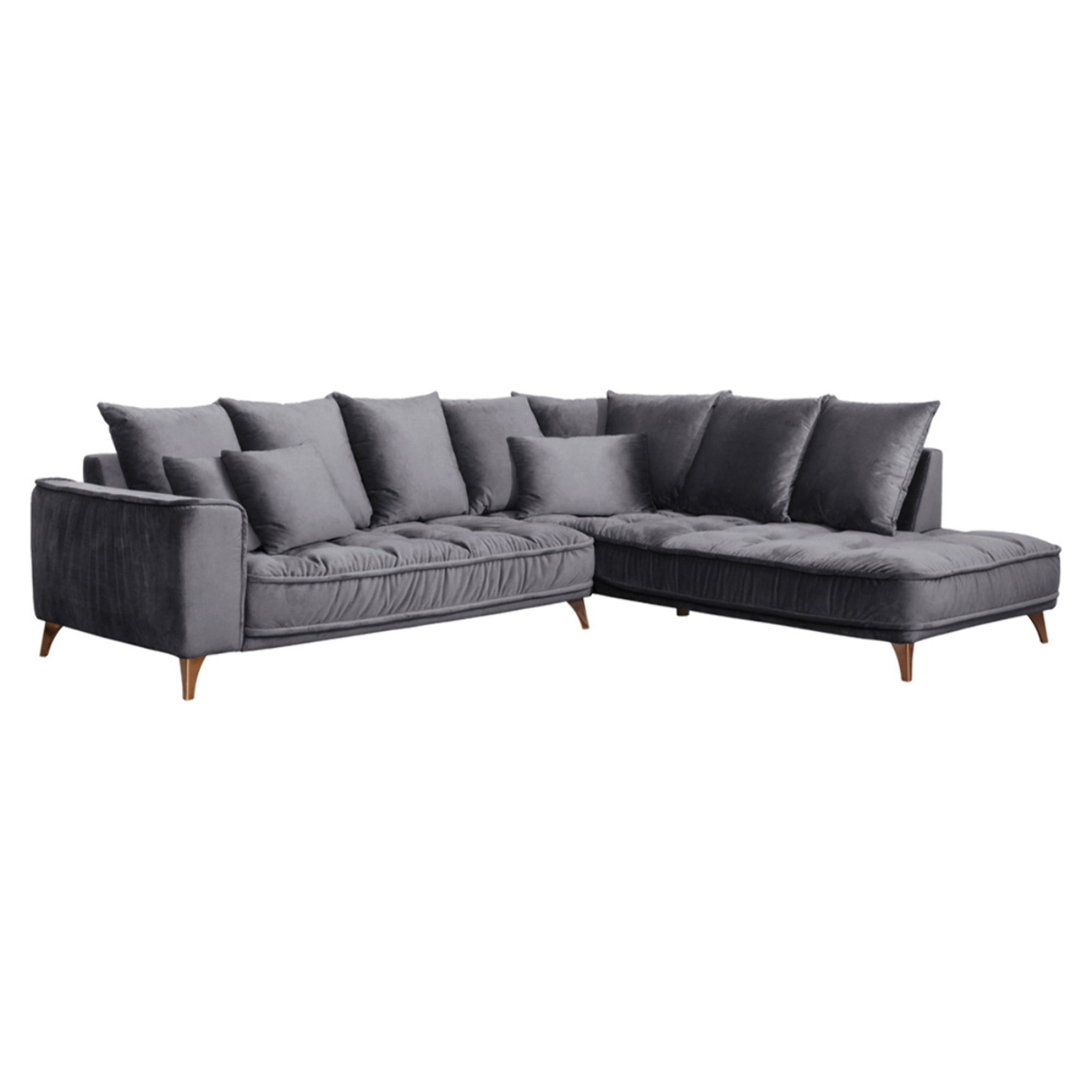 Canapé d'Angle Droit Velours Altamo, 4 Places, Housse Déhoussable, Style Scandinave