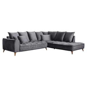 Canapé d'Angle Droit Velours Altamo, 4 Places, Housse Déhoussable, Style Scandinave