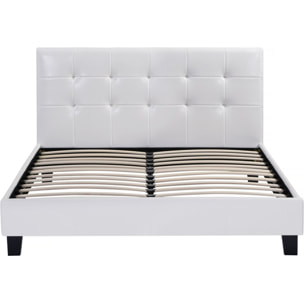 Lit double en pvc "Julia" - 140 x 190 cm - Blanc