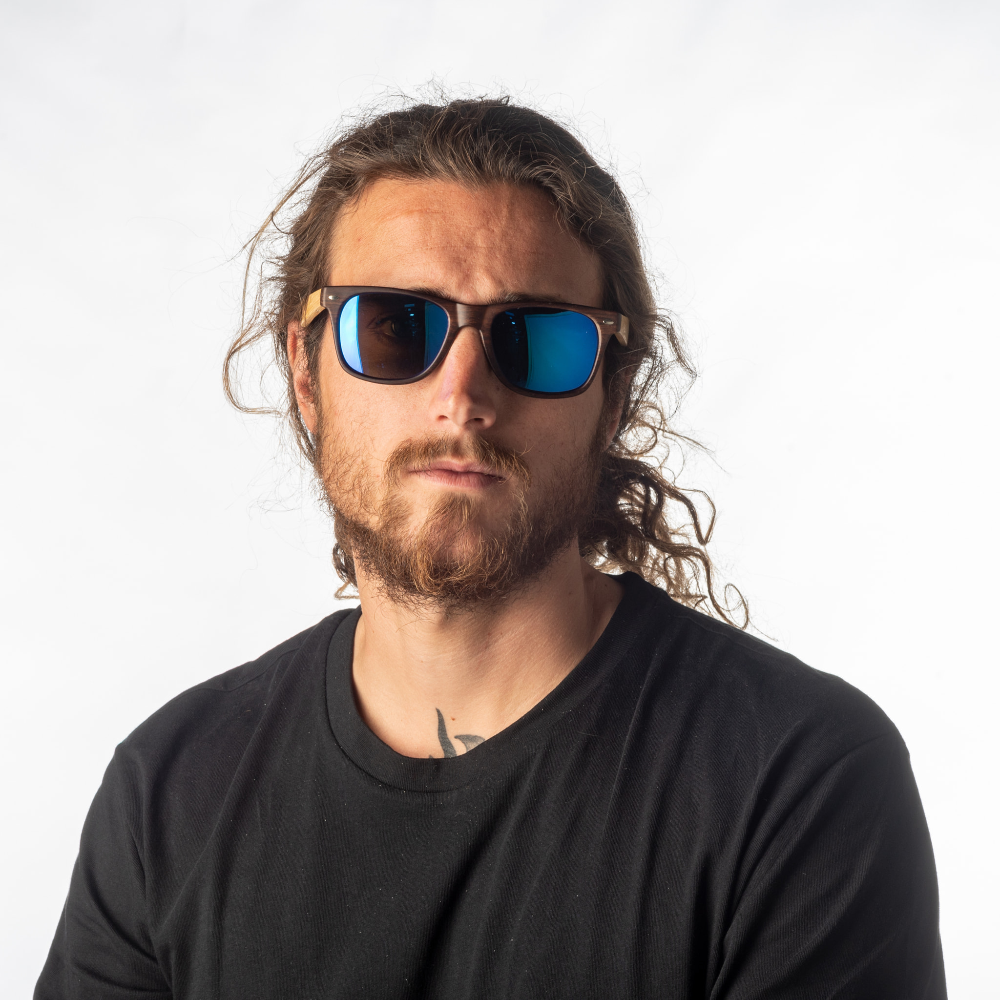 Gafas de sol PALO ALTO NOB HILL - Madera marrón oscuro / Revo azul