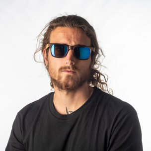 Gafas de sol PALO ALTO NOB HILL - Madera marrón oscuro / Revo azul