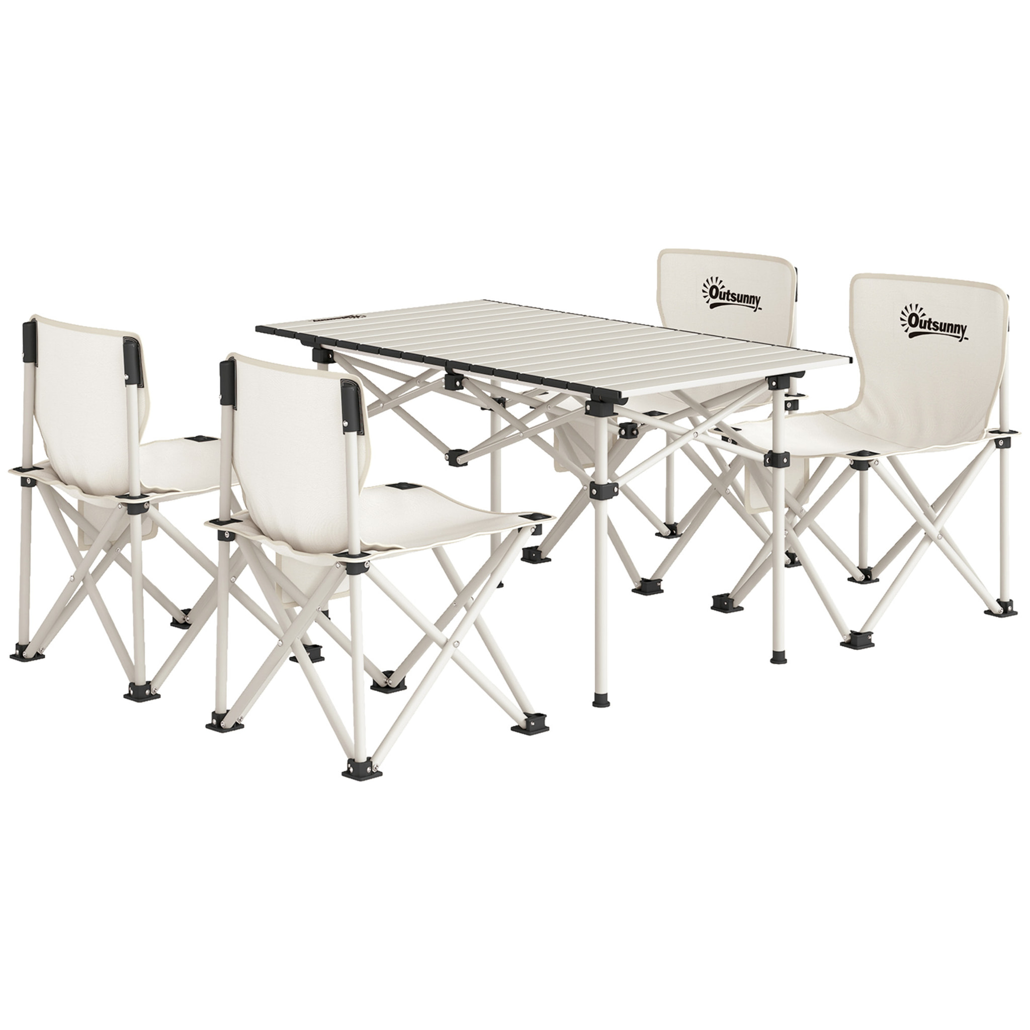 Ensemble table et chaise camping - table pliante camping avec 4 chaises rangements sacs de transport blanc