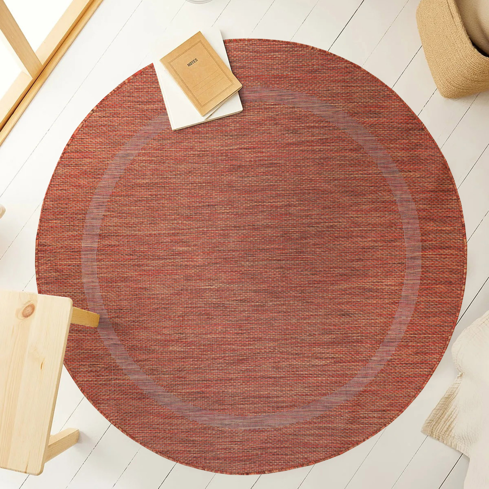FARO - Tapis rond intérieur extérieur à motif Brun