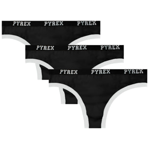 Slip Brasiliana Donna Pyrex Cotone Bielastico Pacco da 3pz, Art.253200 Nero