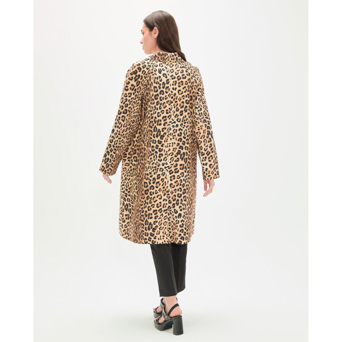 trench dritto con stampa animalier