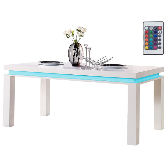 Table repas LED ''Anna'' - 180 x 90 x 77 cm - Blanc