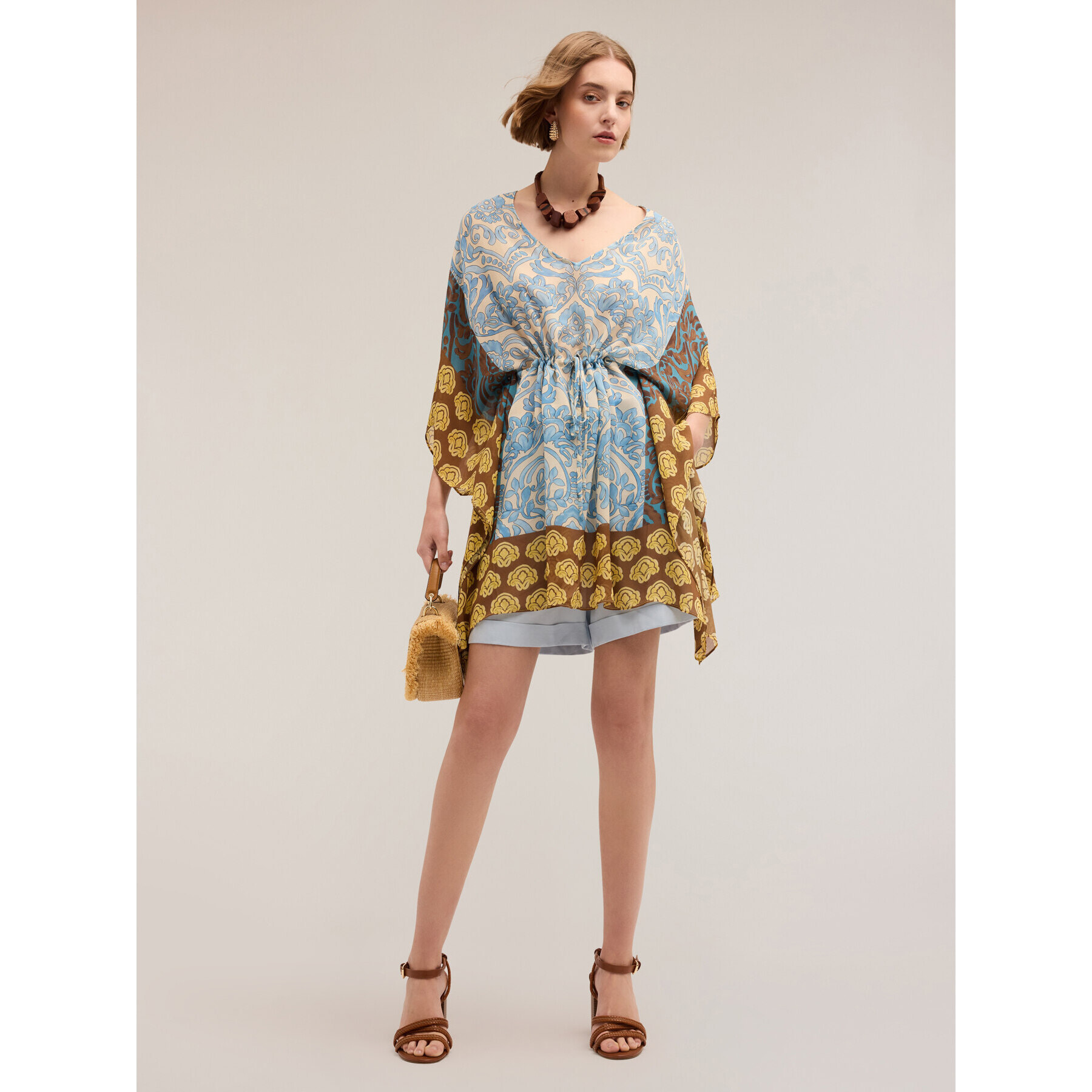 Motivi - Poncho in chiffon stampato - Azzurro