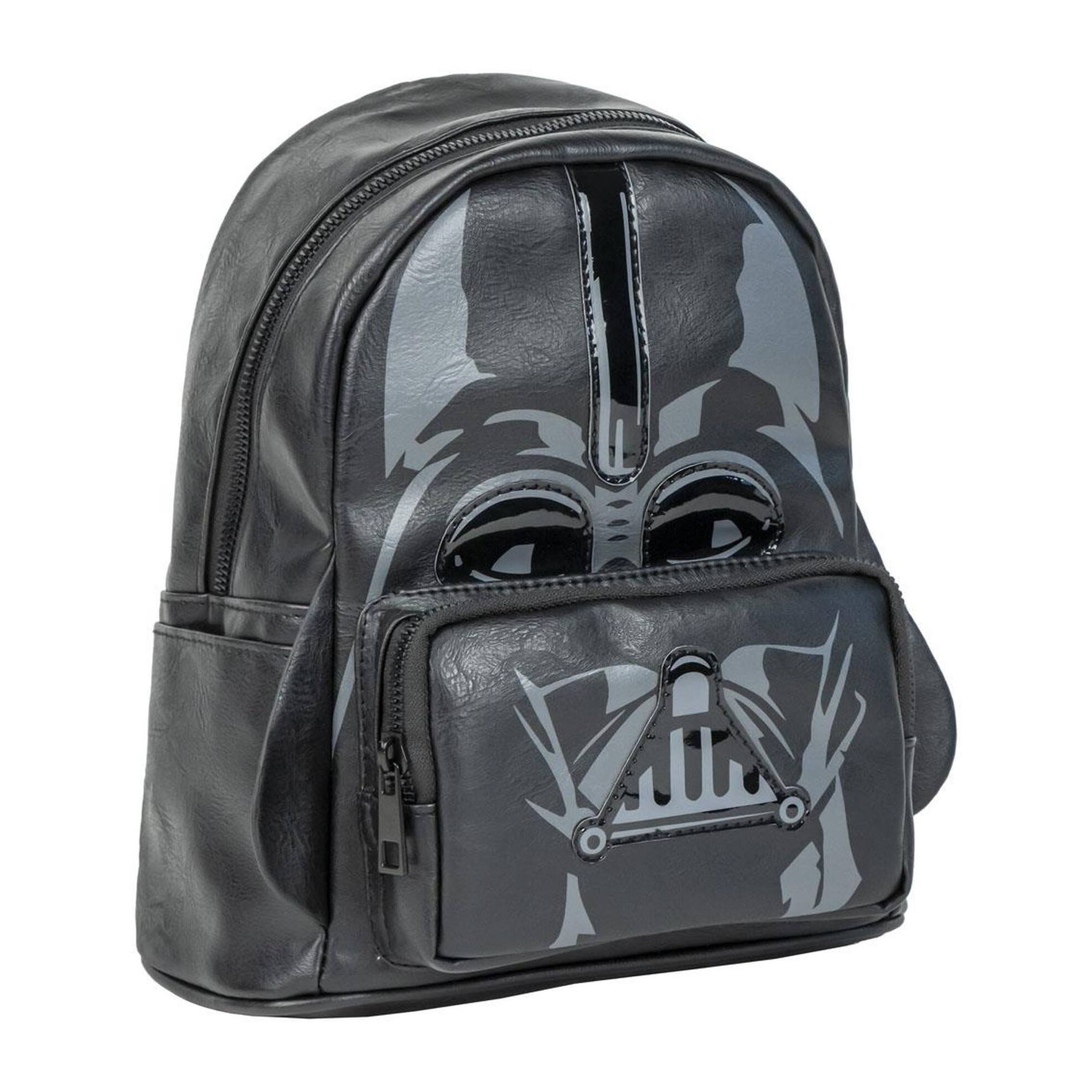 Mochila casual de star wars - color negro - 22.5x22.5x7.cm - fabricada en pu - estampado de darth vader