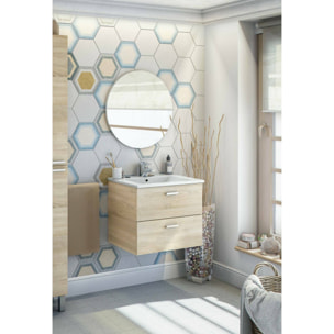 Mobile sottolavabo Doksuri, Mobiletto da bagno, Contenitore porta lavabo, Armadio per lavandino, 60x45 h50 cm, Rovere