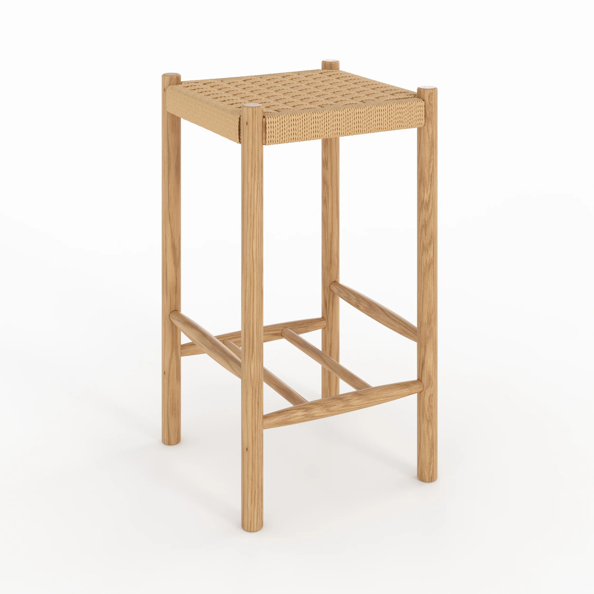 Tabouret pour îlot central 65 cm en tressage et bois - Kepler