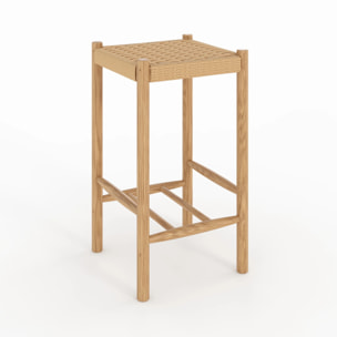 Tabouret pour îlot central 65 cm en tressage et bois - Kepler