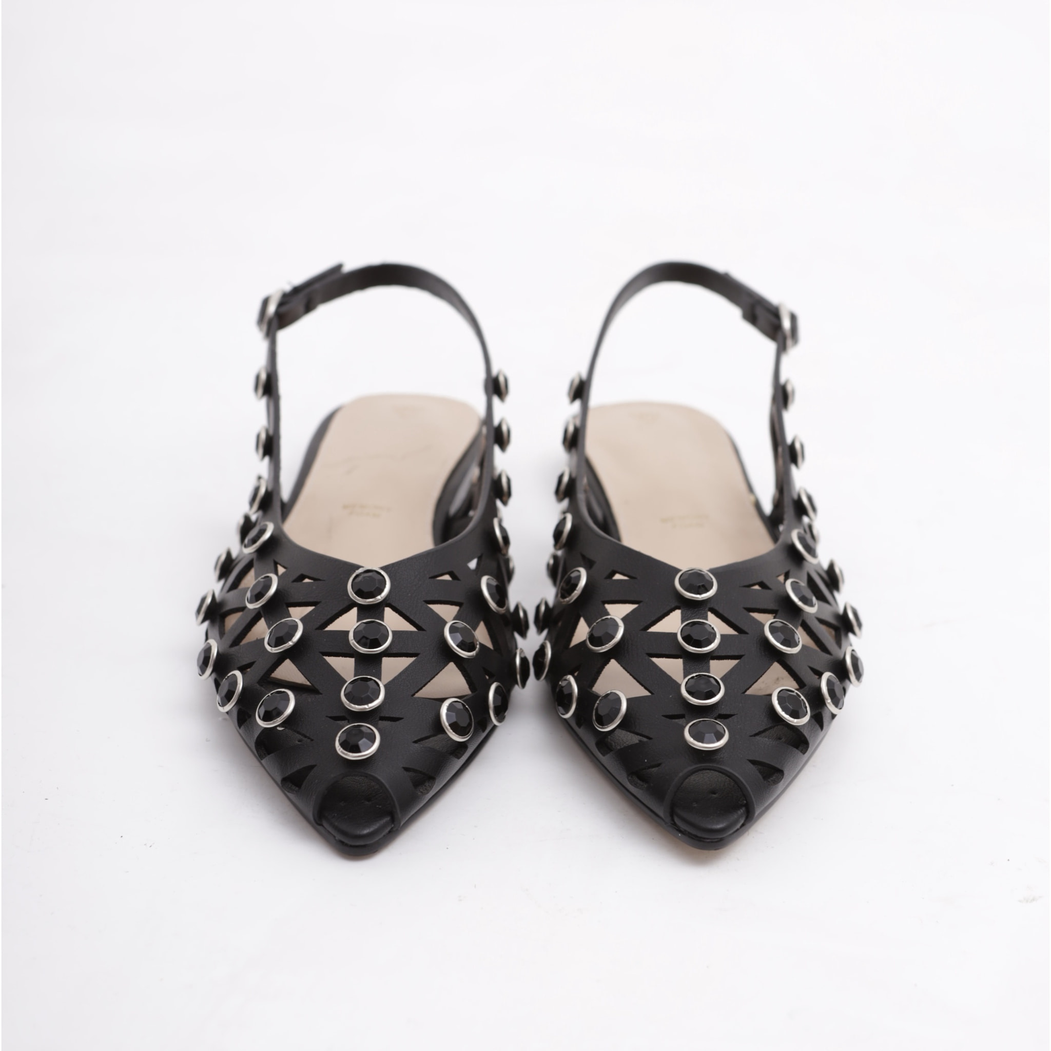 SLINGBACK FLAT GRID NERO