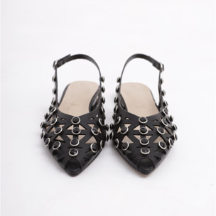 SLINGBACK FLAT GRID NERO