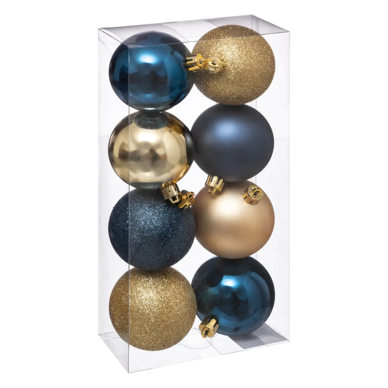 Boules de Noël "Colorama de Noël" bleu or lot de 8 D7cm