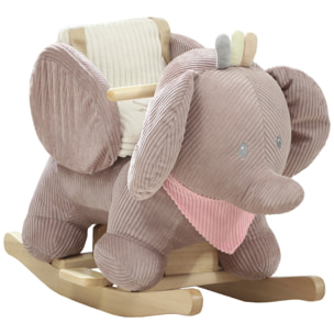 Caballito Balancín para Bebés con Sonido de Elefante y Cinturón de Seguridad de 3 Puntos Caballo Juguete con Base de Madera de Álamo para Niños de 18-36 Meses Marrón