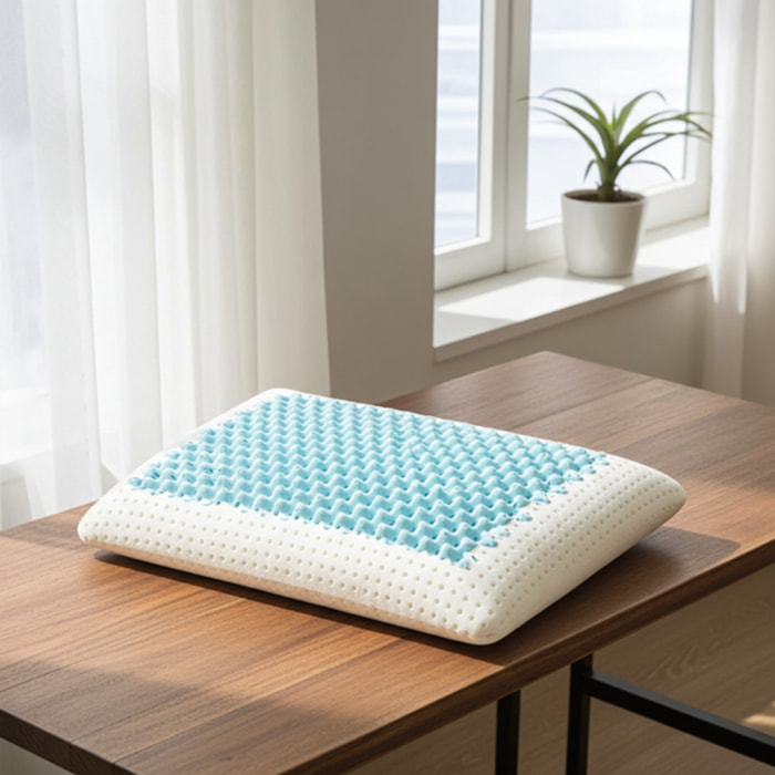 EFFE Guanciale Memory Massage Linea Memory 43x72x13_Ergonomico, Coolgel e Anti-Acaro_Made in Italy