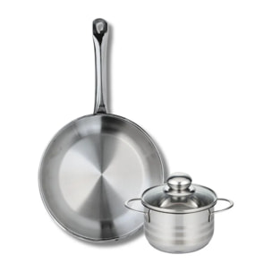 Ensemble de 1 Poêle de cuisson 28 cm et 1 faitout 14 cm Elo Profi Brillant