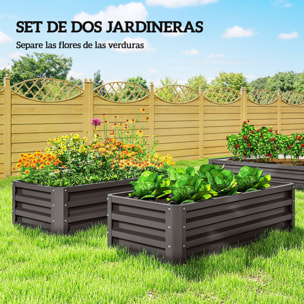 Juego de 2 Jardineras Exterior Grandes de Acero Galvanizado, Huertos Urbanos, Maceteros Exterior Elevados para Plantas, Flores, Terraza, Jardín, Resistente a la Intemperie, 110x50x30 cm, Gris