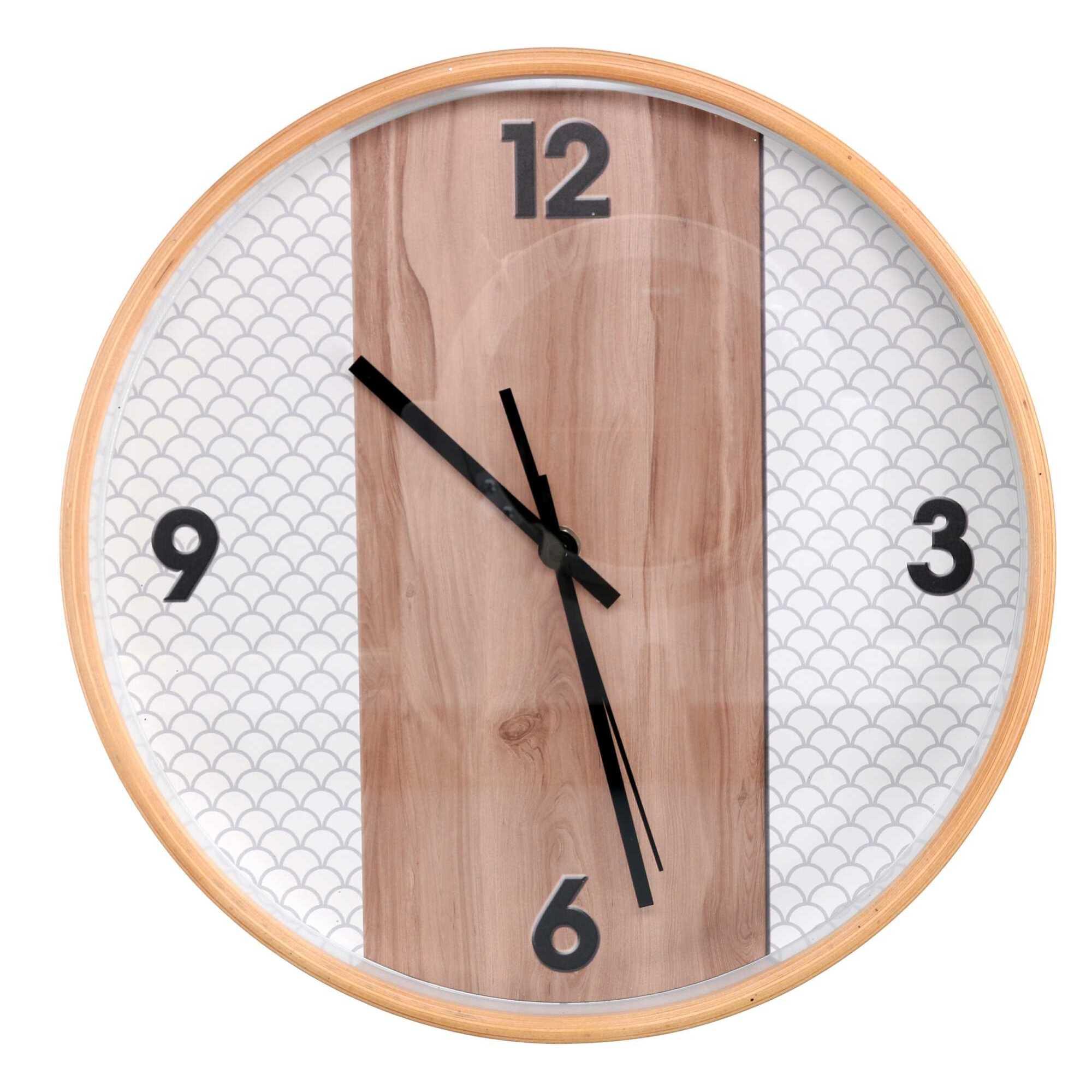 Orologio Vacchetti in legno naturale e bianco tondo cm ø32h4,8