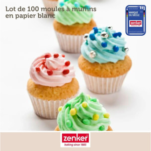 Set pâtisserie avec 100 moules à muffins en papier, 2 bols à mixer, verre mesureur et spatule Zenker