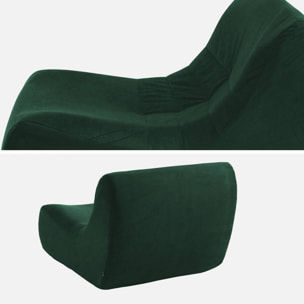 Fauteuil chauffeuse en velours style contemporain 2 places vert