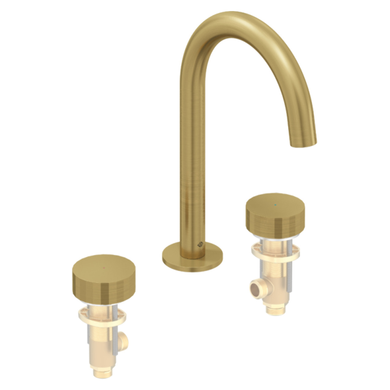 Pack mitigeur lavabo 3 trous L Grands Boulevards laiton brossé avec mécanisme complet