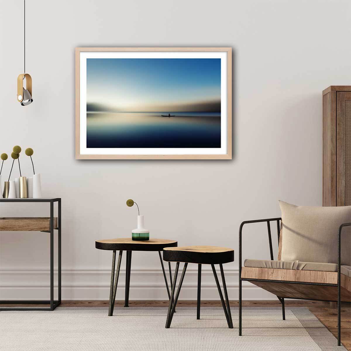 Poster glacis boat Affiche + cadre en bois - Chêne