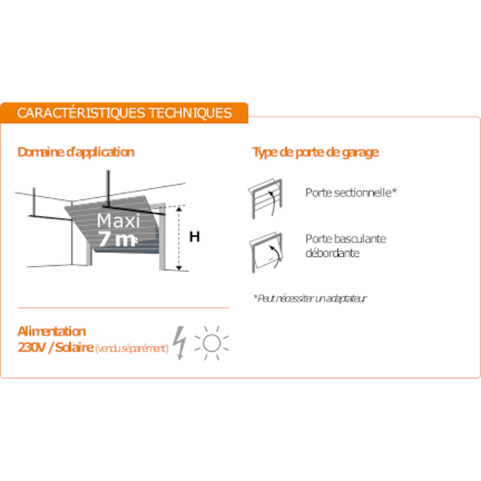 Motorisation pour porte de garage GDK 700 RTS - Hauteur Maxi 2,35m