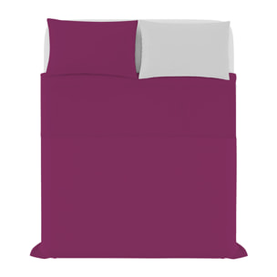 COMPLETO LETTO NATURAL COLOR, 100% Cotone, Made in Italy - FUCSIA/GRIGIO CHIARO