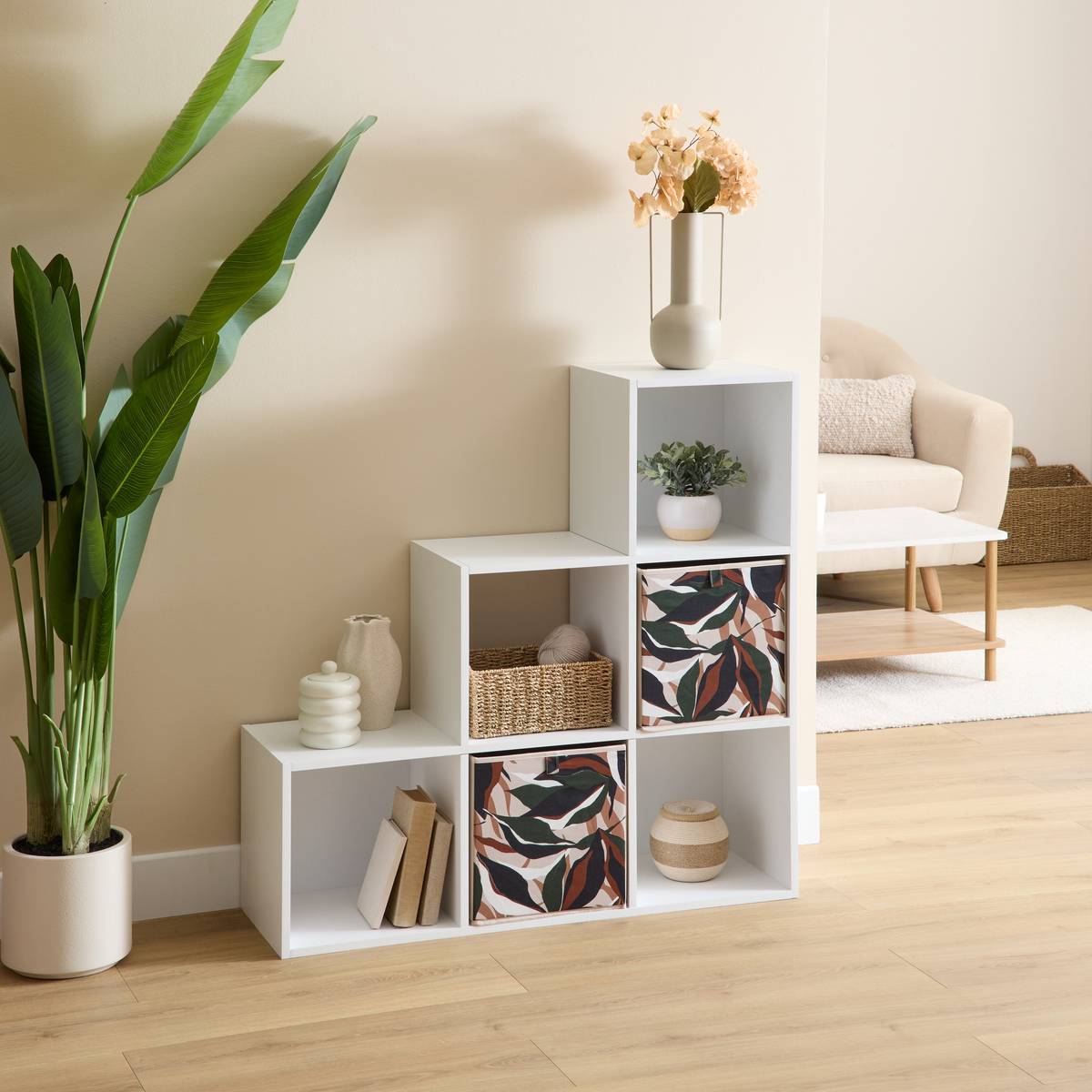 Étagère Mix'N Modul 6 cases escalier 32x102cm blanc