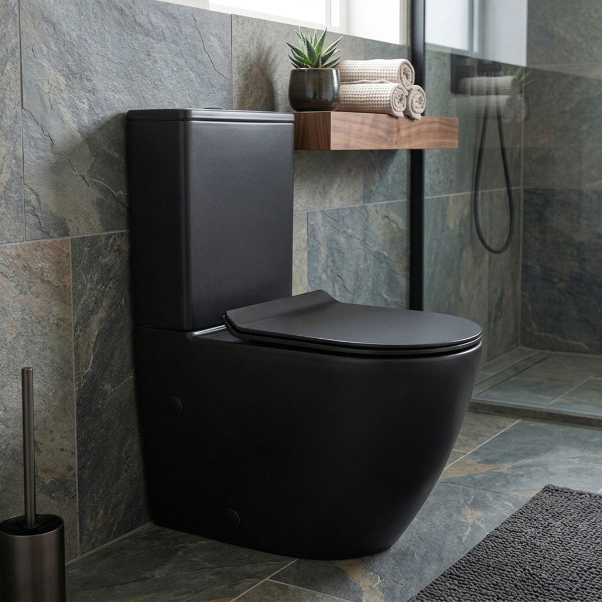 PixL WC à poser sans bride + abattant SoftClose + réservoir de chasse, alimentation par le bas, noir mat (CEPX030RREXVPBKMBI)