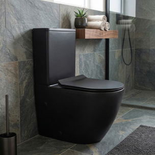 PixL WC à poser sans bride + abattant SoftClose + réservoir de chasse, alimentation par le bas, noir mat (CEPX030RREXVPBKMBI)