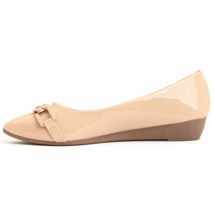 Bailarina De Cuña - Beige - Altura: 3 Cm